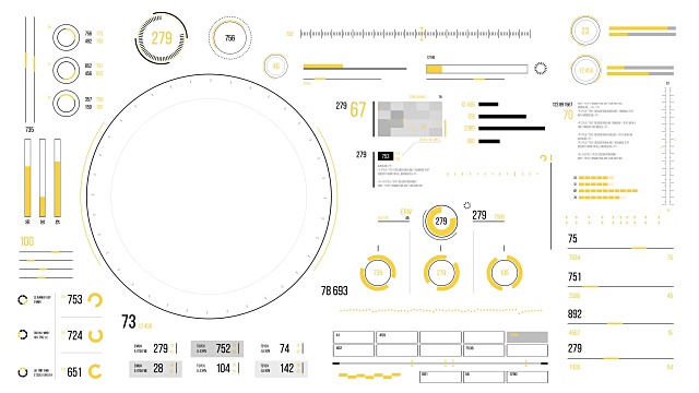 未来的用户界面与HUD和信息图表元素。视频素材