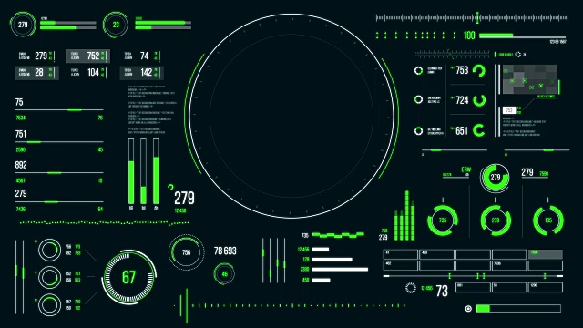 未来的用户界面与HUD和信息图表元素。视频素材
