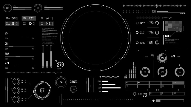 未来的用户界面与HUD和信息图表元素。视频素材