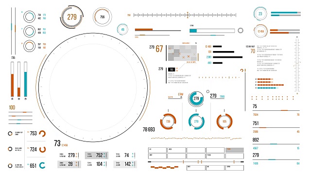 未来的用户界面与HUD和信息图表元素。视频素材
