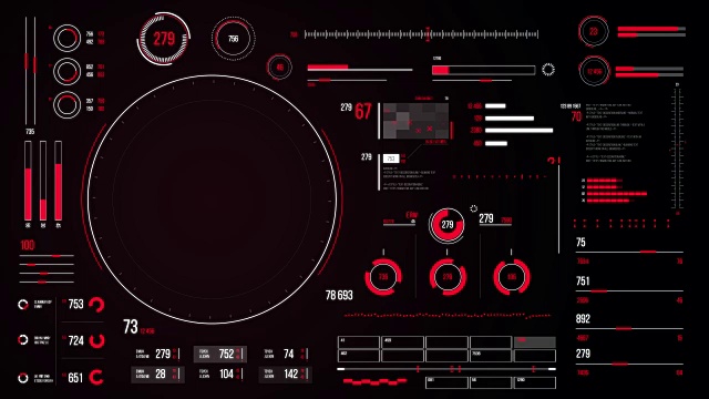 未来的用户界面与HUD和信息图表元素。视频素材