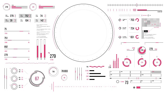 未来的用户界面与HUD和信息图表元素。视频素材
