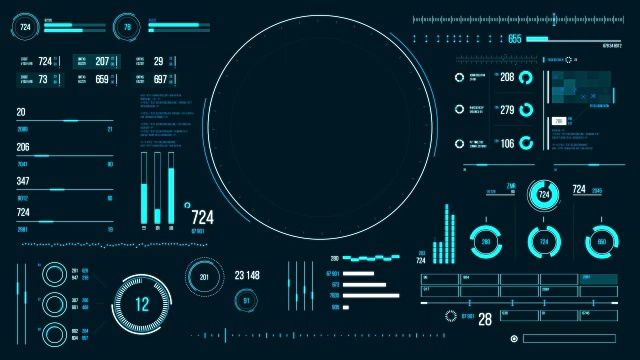 未来的用户界面与HUD和信息图表元素。视频素材