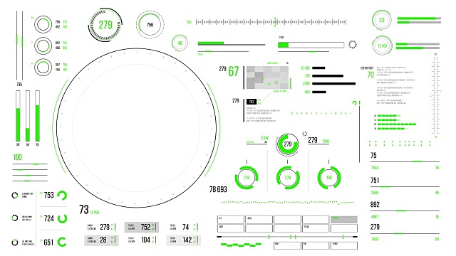 未来的用户界面与HUD和信息图表元素。视频素材