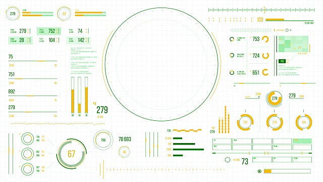 未来的用户界面与HUD和信息图表元素。视频素材