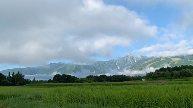 日本长野白波的山脉和云。(4 k延时)视频素材