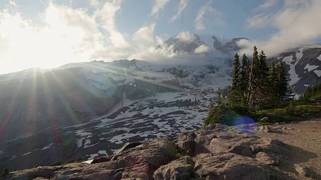 雷尼尔山风景游览岩石地形视频素材