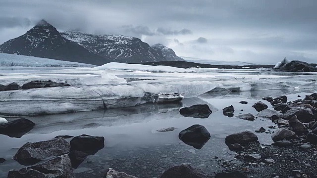 冰岛Fjallsarlon冰川(Jokulsarlon冰川泻湖附近)的全高清时间推移电影视频电影视频素材