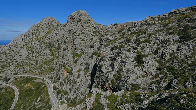 西班牙，巴利阿里群岛，地中海，欧洲，马略卡岛，Tramuntana山，Coll dels Reis山口路视频素材