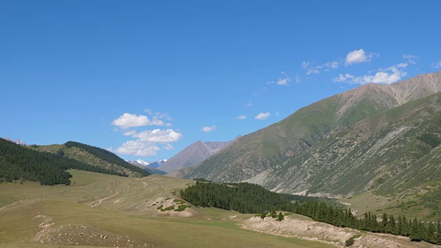 美丽的景色山谷覆盖着绿色的森林。景观山峡谷视频素材