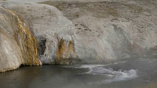 黄石公园的火洞河河岸视频素材