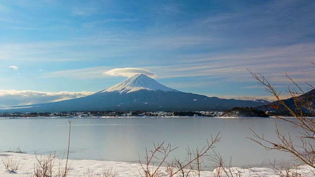 4k时间流逝在白天的场景，富士山在冬季，日本视频素材