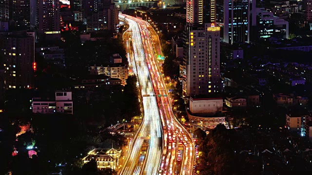 4K: Traffic Time Lapse的城市高架桥交通，上海，中国视频素材