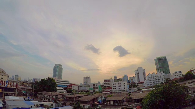 时间流逝日落天空在曼谷市中心，泰国视频素材