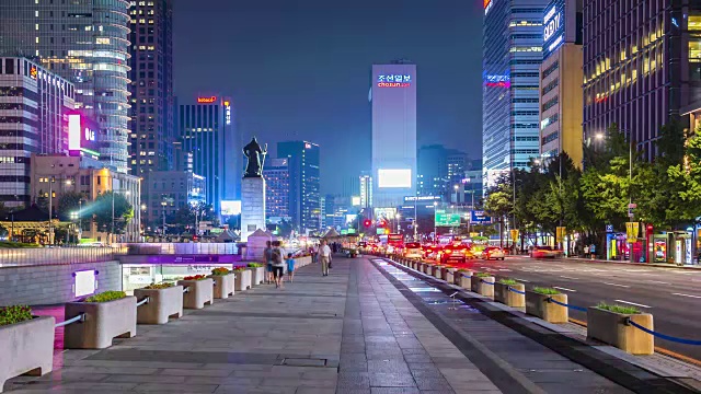 汉城夜景图，韩国视频素材