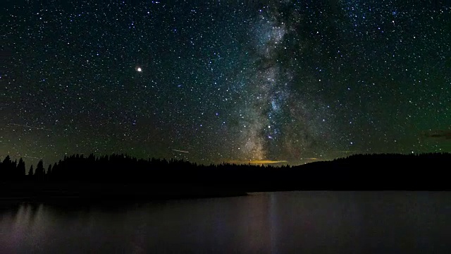 4K时间流逝与银河系和恒星的穷乡湖乡视频素材