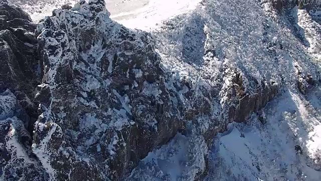 济州岛Hallasan山(韩国最高的山)北坡被雪覆盖视频素材