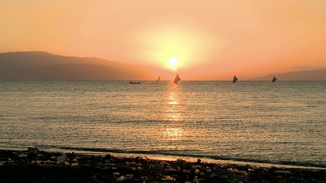 海地日落海滩视频素材