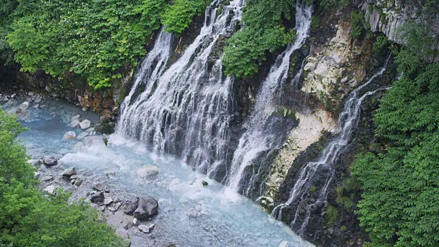 白城瀑布，北海道，日本视频素材