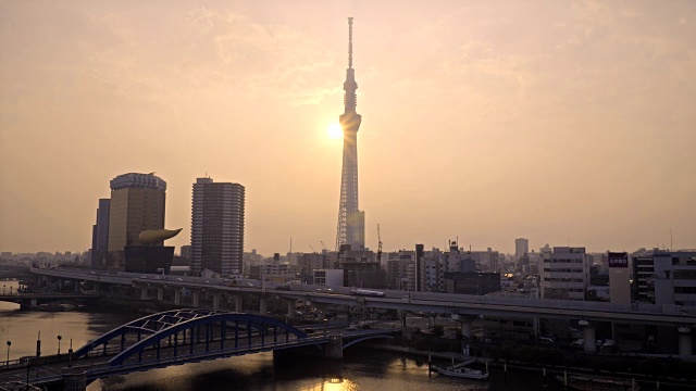 4K美丽的城市景观与东京天空树在日本视频素材