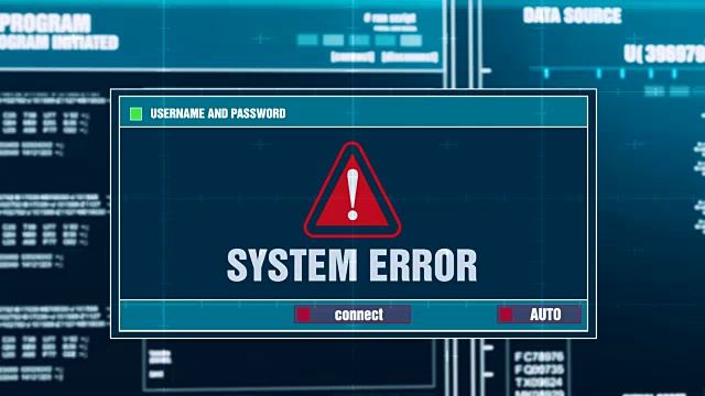 输入登录和密码后，计算机屏幕上的数字系统安全警报错误信息产生的系统错误警告通知。网络犯罪，电脑黑客概念视频素材