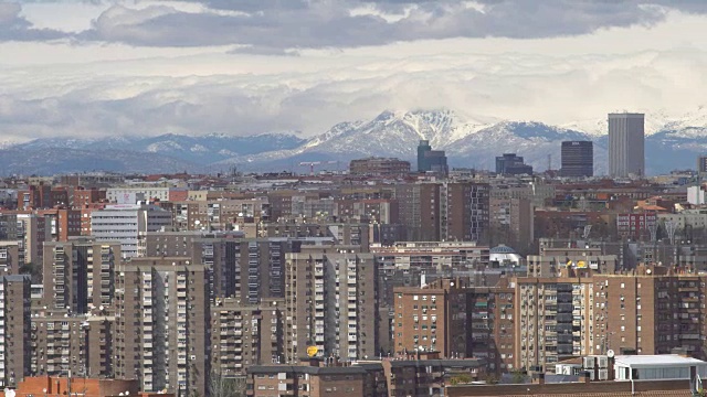 马德里全景，背景雪山视频素材