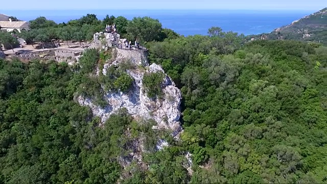 鸟瞰图凯撒的王座在希腊科孚岛视频素材