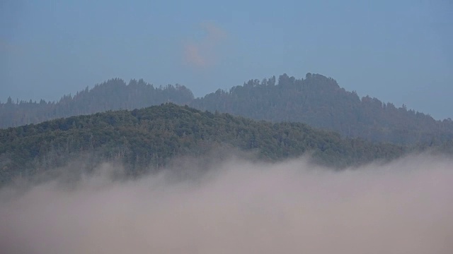 云在山上移动，高山景观，阿尔卑斯山，巴伐利亚，山地森林，时间流逝视频素材