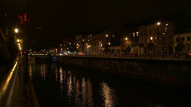 比利时布鲁塞尔城市夜景视频素材