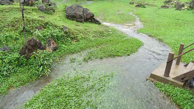 森林里的洪水淹没了露营地视频素材