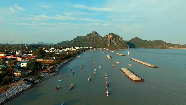 鸟瞰图的九龙湾港巴珠基里汗南部泰国视频素材