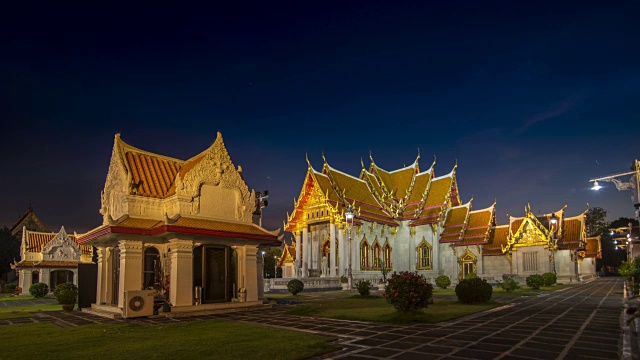 Wat Benchamabophit寺庙地标旅游曼谷，泰国4K视频素材