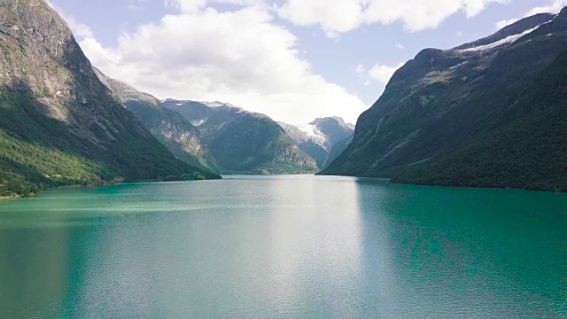 挪威峡湾鸟瞰图。视频素材