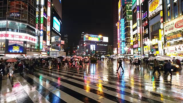 雨夜歌舞伎町的街景视频素材