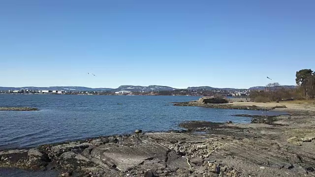 鸟瞰图奥斯陆峡湾，挪威。视频下载