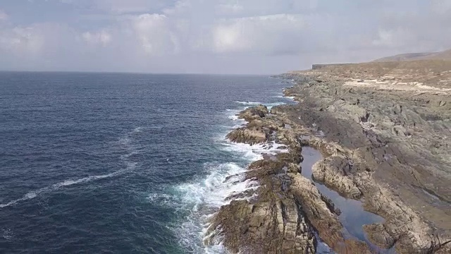 2018-10-03加那利群岛富埃特文图拉西海岸鸟瞰图视频素材