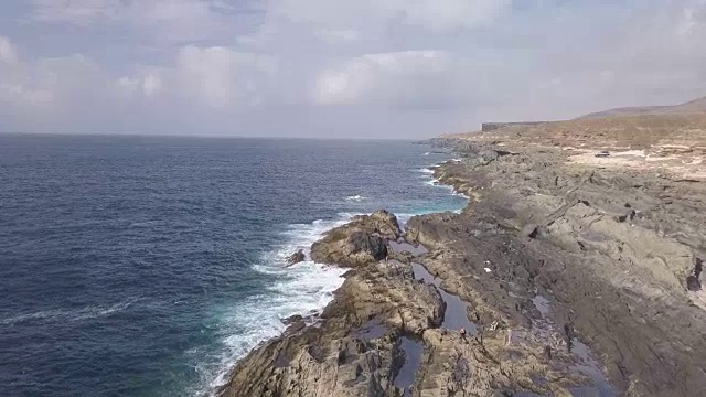 2018-10-03加那利群岛富埃特文图拉西海岸鸟瞰图视频素材