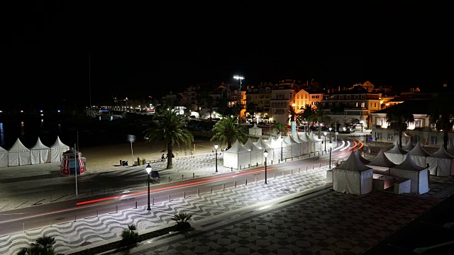 cascais的时光流逝城市灯光视频下载