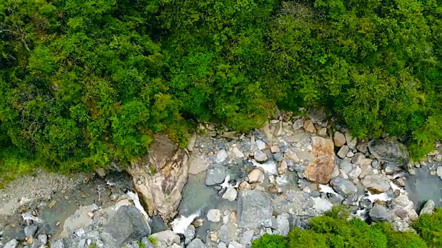 鸟瞰图森林溪流视频素材