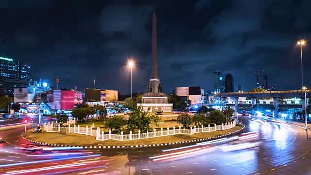 时间流逝，曼谷夜幕降临。概念:里程碑、旅游。视频素材