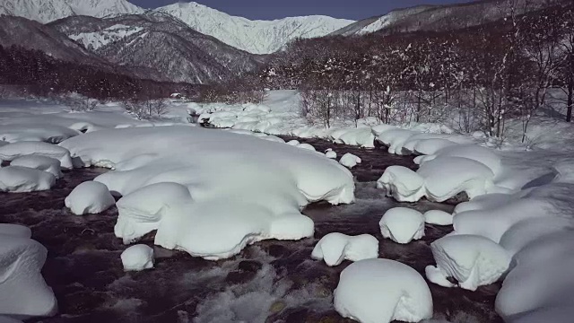 日本长野县白波冬季DS WS河视频素材