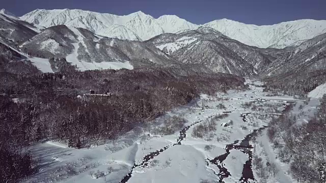 空中河在冬天，白波，长野县，日本视频素材