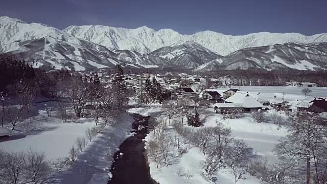 空中河在冬天，白波，长野县，日本视频素材