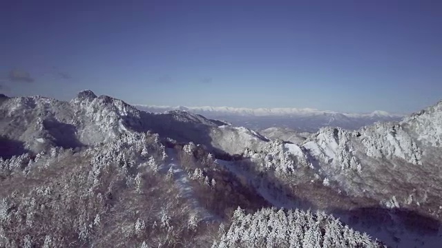 空中景观与山脉在冬天，志贺高地，Joshin etu - kogen国家公园，长野县，日本视频素材