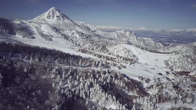 空中景观与山脉在冬天，志贺高地，Joshin etu - kogen国家公园，长野县，日本视频素材