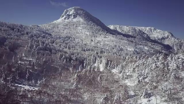 空中景观与山脉在冬天，志贺高地，Joshin etu - kogen国家公园，长野县，日本视频下载