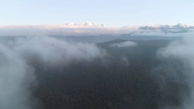 在新西兰西海岸的福克斯冰川山脉，空中飞过云层。视频素材