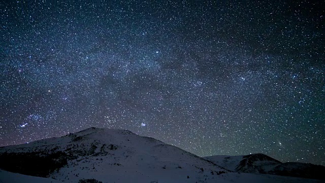 延时。喀尔巴阡雪峰之上的银河视频素材