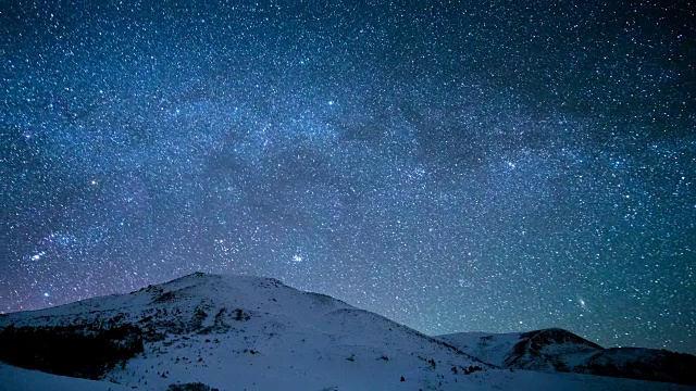 延时。喀尔巴阡雪峰之上的银河视频素材