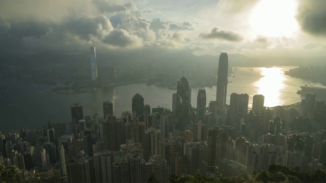 时光流逝场景日出香港维多利亚港视频素材